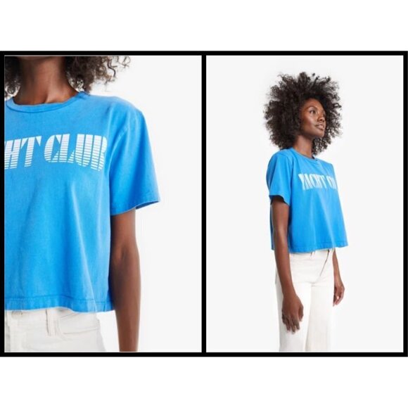 💕MOTHER💕 The Short Sleeve Slouch Tee Yacht Club Graphic Tee Blue XS NWT - Picture 4 of 16